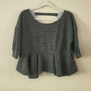 Saturday Sunday Anthropologie Peplum Tunic Top.Size Small Gray